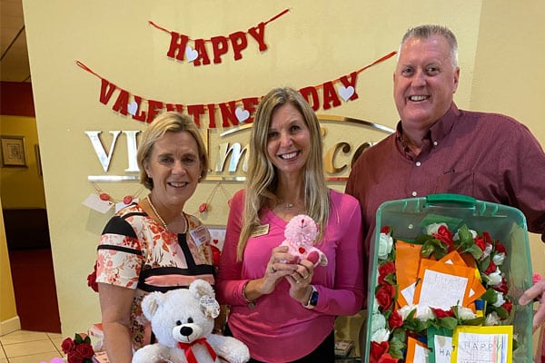 Jill Ball, president, left, and Brian Langworthy, VIP Business Development executive, with Kelly Catania, donating on behalf of the Indiantown Chamber of Commerce. Catania was key in spreading awareness about the program to other area businesses and organizations such as the Boys & Girls club.